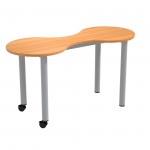 Kleeblatt 2er Tisch, 118x49 cm (B/T), Höhe wählbar, fahrbar, 